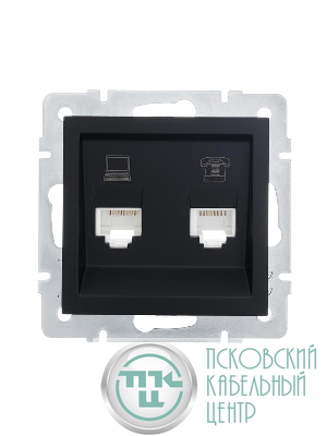 Розетка компьютерная + телефонная 1-м СП Vesna механизм черн. бархат LEZARD 742-4288-143