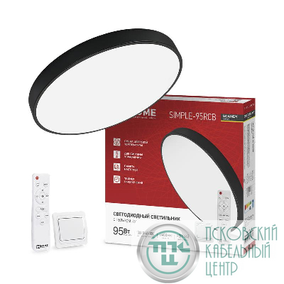 Светильник светодиодный SCANDY SIMPLE-95RCB 95Вт 3000-6500К 7600лм 230В 400х50мм с пультом ДУ черн. IN HOME 4690612062112