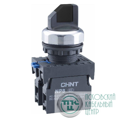 Переключатель без подсветки NP8-11X/312 3 полож. с фиксацией черн. 1НО+1НЗ IP65 (R) CHINT 667137