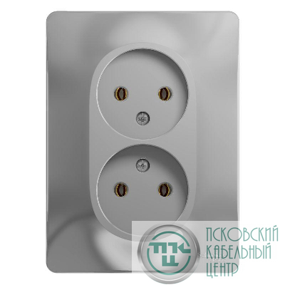 Розетка 2-м СП Glossa 16А IP20 без заземл. в сборе алюм. SE GSL000320
