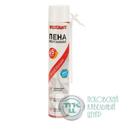 Пена монтажная всесезонная с трубочкой выход 65л max Rexant 89-0904