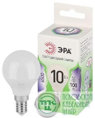 Лампа светодиодная GREEN LINE P45-10W-865-E14 GL 10Вт шар 6500К свет холод. E14 Эра Б0067033