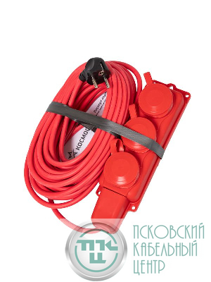 Удлинитель на каучуковой колодке 3х15м 16А IP44 250В 4кВт каучук КГ 3х2.5 красн. УХз16 Россия КОСМОС YKsm15m-3g(16A)KG-R