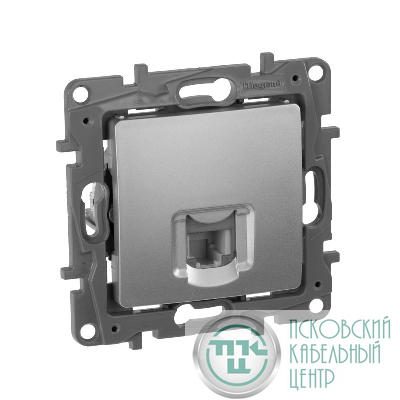Розетка телефонная 1-м СП Etika RJ11 IP20 механизм алюм. IEK 672440