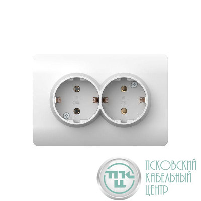 Розетка 2-м NEW3-E с заземл. защ. шторки 16А бел. CHINT 431541