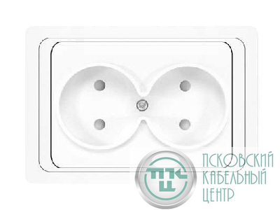 Розетка 2-м СП Валери 16А IP20 без заземл. защ. шторки бел. UNIVersal В0102x