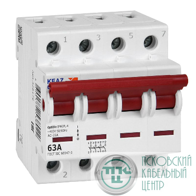 Выключатель нагрузки модульный 4п 63А OptiDin BM63PL-463-УХЛ3 (ВМ63PL) КЭАЗ 328176