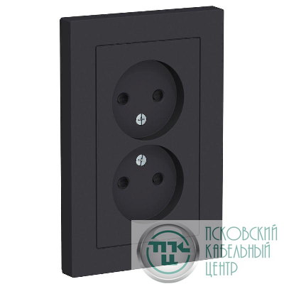 Розетка 2-м СП AtlasDesign 16А IP20 без заземл. защ. шторки в сборе карбон SE ATN001022