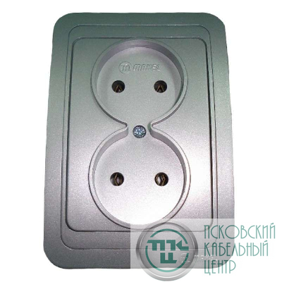 Розетка 2-м СП Mimoza 16А IP20 без заземл. серебр./серебр. Makel 23417
