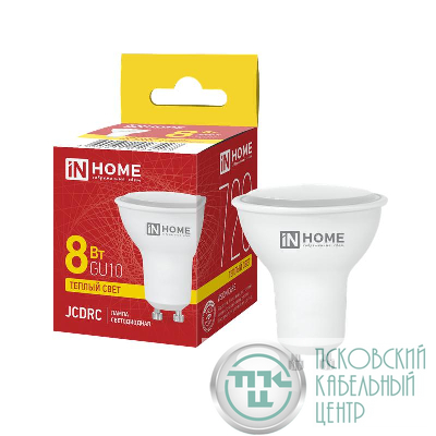 Лампа светодиодная LED-JCDRC-VC 8Вт рефлектор 3000К тепл. бел. GU10 720лм 230В IN HOME 4690612023427