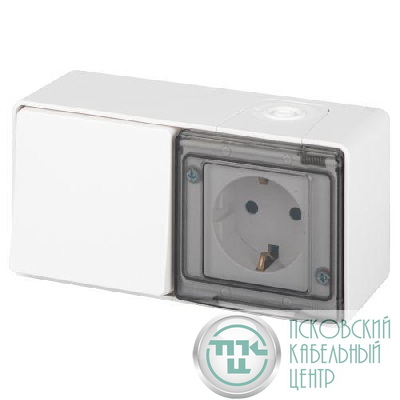 Блок розетка с выключателем Эксперт 11-7501-01 IP55 16А (10AX)-250В ОУ бел. Эра Б0063288