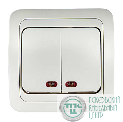 Выключатель 2-кл. СП Classico 2123 10А IP20 с подсветкой бел. ASD / IN HOME 4680005959877