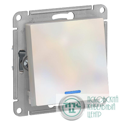 Переключатель проходной 1-кл. СП AtlasDesign 10А IP20 (сх. 6а) 10AX с подсветкой механизм жемчуж. SE ATN000463