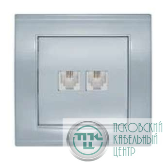 Розетка телефонная 2-м СП Бриллиант серебр. UNIVersal 7949803