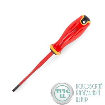 Отвертка диэлектрическая шлицевая 4.0х100 СЛИМ КВТ 103003