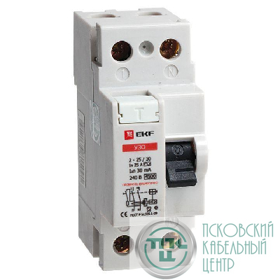 Выключатель дифференциального тока (УЗО) 2п 63А 300мА тип AC (электромех.) EKF elcb-2-63-300-em