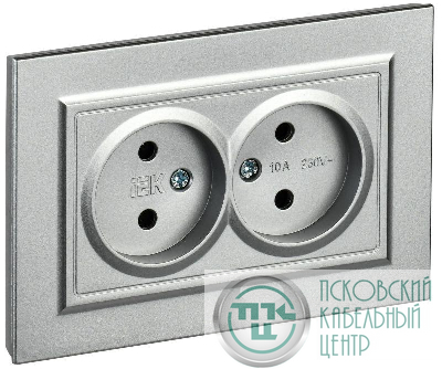 Розетка 2-м СП BRITE РС12-2-БрА 10А в сборе без заземл. без защ. шторок алюм. IEK BR-R20-10-K47-F