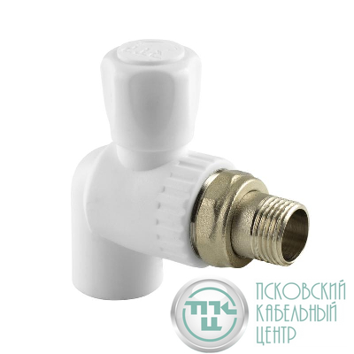 Кран шаровой для радиатора угловой PPR 25х3/4 бел. RTP 27860