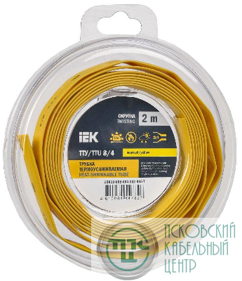 Трубка термоусадочная ТТУ нг-LS 8/4 желт. (уп.2м) IEK UDR12-008-004-002-K05-T