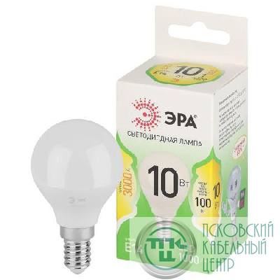 Лампа светодиодная GREEN LINE P45-10W-830-E14 GL 10Вт шар 3000К свет тепл. E14 Эра Б0067065
