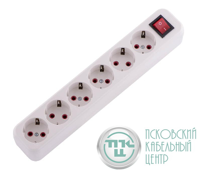 Колодка удлинителя 6-м с заземл. Lila с выкл. LEZARD 720-0600-602