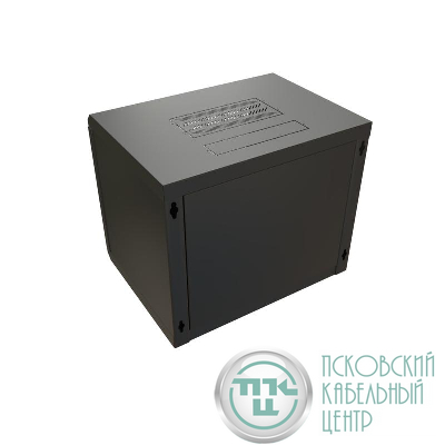 Шкаф настенный 19дюйм WR-TW-1266-GP-RAL9004 (19дюйм) 12U 650х600х600мм RAL 9004 стеклянная дверь черн. (разобранный) WRline 520247