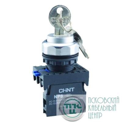 Переключатель с ключом NP8-10Y/22 2 полож. с возвратом 1НО IP65 (R) CHINT 578669