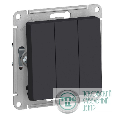 Выключатель 3-кл. СП AtlasDesign 10А IP20 (сх. 1+1+1) 10AX механизм карбон SE ATN001031