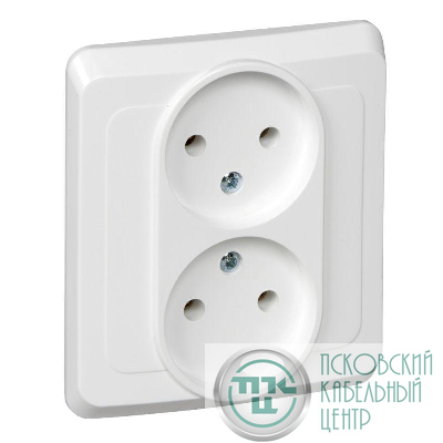 Розетка 2-м СП Этюд 16А IP20 250В без заземл. без защ. шторок бел. SE PC16-005B