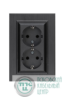 Розетка 2-я Karea LINE STAR с заземл. дым. металлик Makel 86050082
