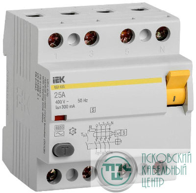 Выключатель дифференциального тока (УЗО) 4п 25А 300мА тип ACS ВД1-63 IEK MDV12-4-025-300