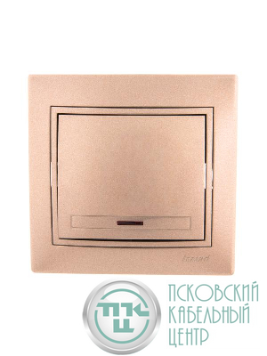 Выключатель 1-кл. СП Мира 10А IP20 с подсветкой свет. корич. перламутр LEZARD 701-3131-111