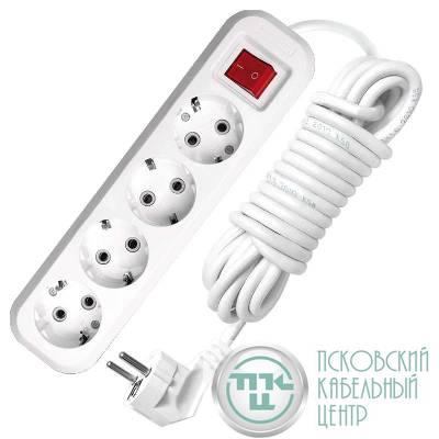 Удлинитель 4х7м с заземл. 10А IP20 S-304 ПВС 3х1 с выкл. UNIVersal 9631992