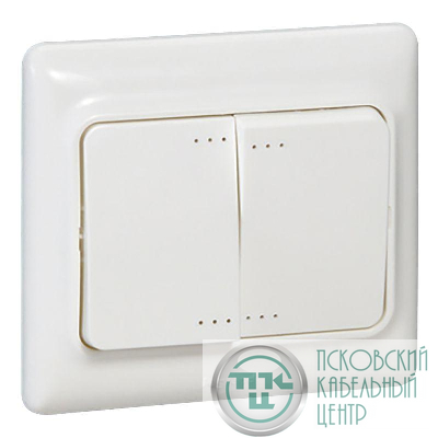 Выключатель 2-кл. СП Kaptika 10А IP20 с зел. подсветкой бел. Leg 782103