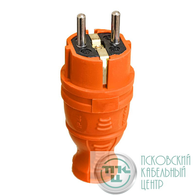 Вилка прямая с заземл. IP44 каучук оранж. TOKOV TKE-C10-KV-Z