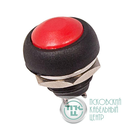 Выключатель-кнопка 250В 1А (2с) OFF-(ON) Б/Фикс красн. Micro (PBS-33В) Rexant 36-3050