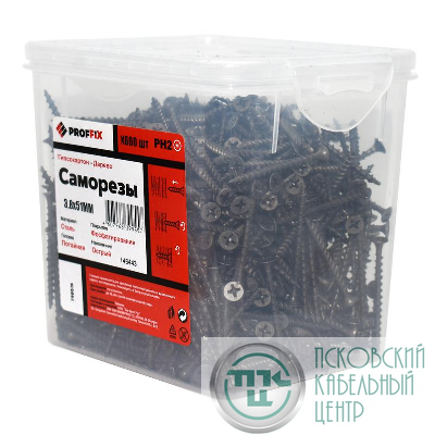 Саморез усиленный гипсокартон-дерево 3.8х51 (TWN) (контейнер) (уп.600шт) Tech-Krep PRO/Zitar 146443