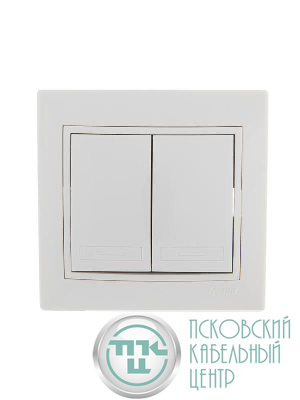 Выключатель 2-кл. СП Mira 10А IP20 с бел.вставкой бел. LEZARD 701-0202-101