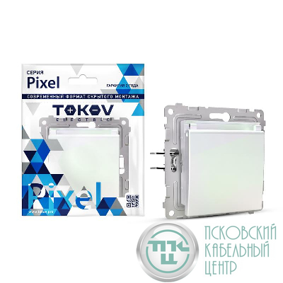 Розетка 1-м СП Pixel 16А IP20 с заземл. защ. шторки с крышкой механизм перламутр. TOKOV ELECTRIC TKE-PX-R1ZSW1-C04