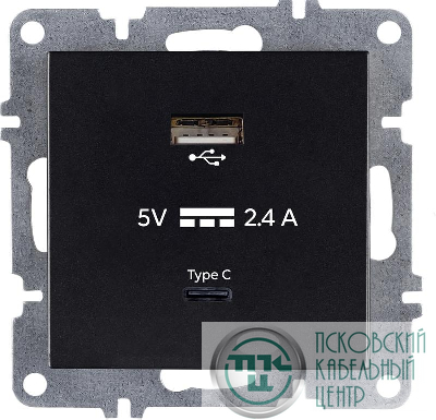 Розетка LAVIN/KAREN USB + TYPE-C механизм черн. ARVIA 50 07 2000 304