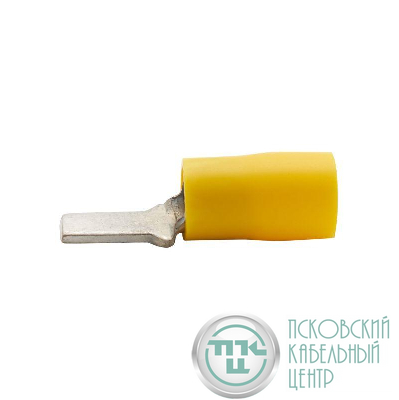 Наконечник изол. штыревой плоский 2.5-6кв.мм А=3.9мм В=9мм желт. (уп.50шт) DKC 2C11CP