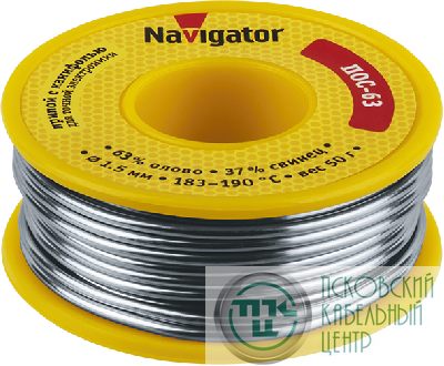 Припой 93 781 NEM-Pos05-63K-1.5-K50 (ПОС-63 катушка 1.5мм 50г) NAVIGATOR 93781
