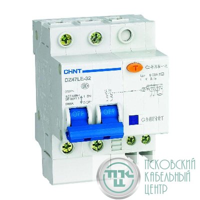 Выключатель автоматический дифференциального тока 2п C 20А 30мА тип AC 6кА DZ47LE-32 CHINT 199631