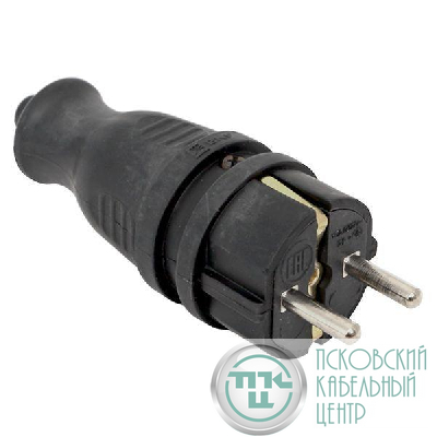 Вилка прямая 16А 2P+PE 230В IP44 каучук PROxima EKF RPS-011-16-230-44-r