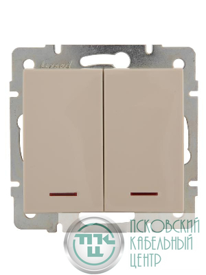 Выключатель 2-кл. СП Rain IP20 с подсветкой механизм крем. LEZARD 703-0388-112