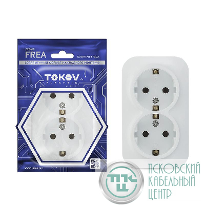 Розетка 2-м ОП Frea 16А IP20 250В с заземл. АБС-пластик бел. TOKOV ELECTRIC TKE-FR-R2Z-C01
