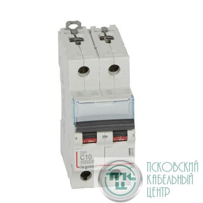 Выключатель автоматический модульный 2п C 10А 16кА DX3 10000 2мод. 230/400В Leg 409200