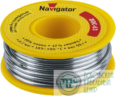 Припой 93 786 NEM-Pos05-63K-2-K50 (ПОС-63 катушка 2мм 50г) NAVIGATOR 93786