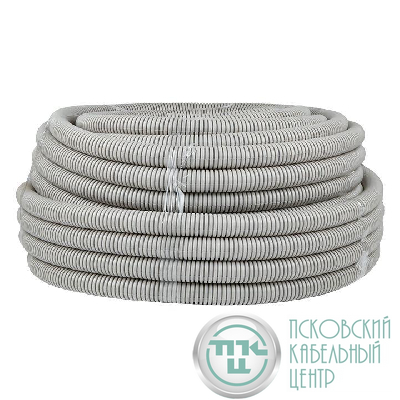 Труба гофрированная ПВХ d32мм с протяжкой сер. (уп.50м) Plast PROxima EKF tg-z-32