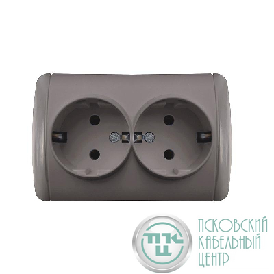 Розетка 2-м ОП Клио 16А IP44 с заземл. сер. UNIVersal К2231-Gr